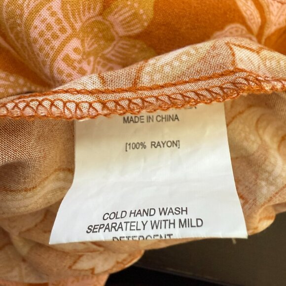 Petal + Pup Arden Floral Tunic Mini Dress Womens 6 Orange Flowy Tiered Button Up - Picture 13 of 14